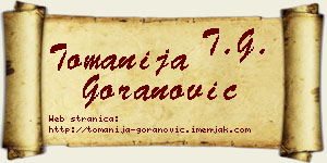 Tomanija Goranović vizit kartica